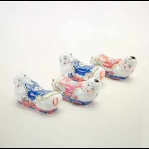 Chinese Cloisonne’ Chopsticks w/Figural Rests